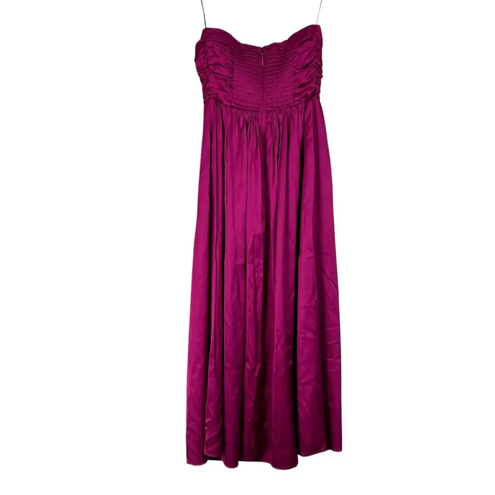 Abercrombie Emerson Ruched Strapless Pink Magenta Midi Dress NWT - Picture 5 of 10